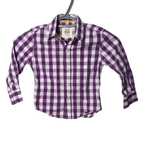 Mini Boden Purple and‎ White Checked Button Down Shirt Size 2-3 Years